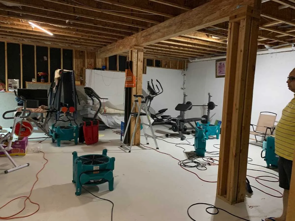 Basement drying equipment setup for Structural Drying in Pompton Lakes
