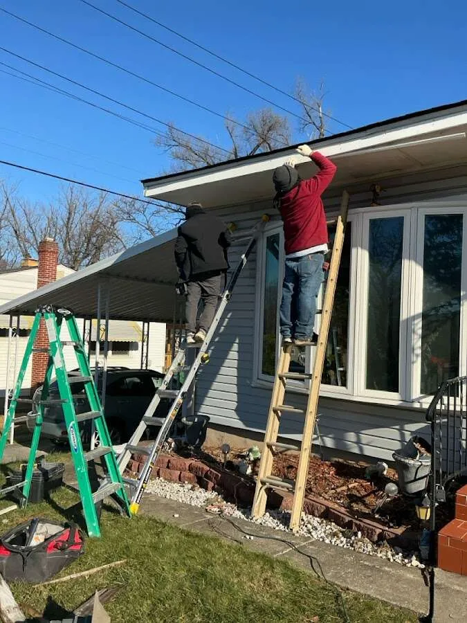 Restoration crew performing exterior repair in Pompton Lakes